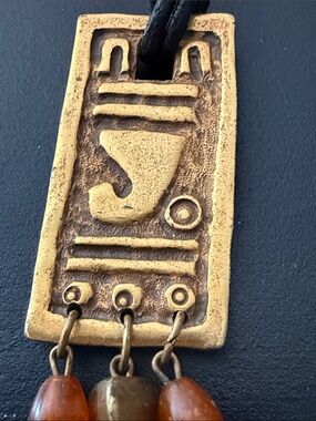 Vintage Peruvian INCA Bronze Fringe Necklace